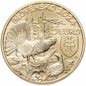 5 Евро Словакия Глухарь серии "Фауна и флора Словакии" (2024 года)